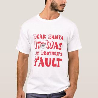 Camiseta "Querido Papai Noel, Foi Culpa do Meu Irmão" Camis