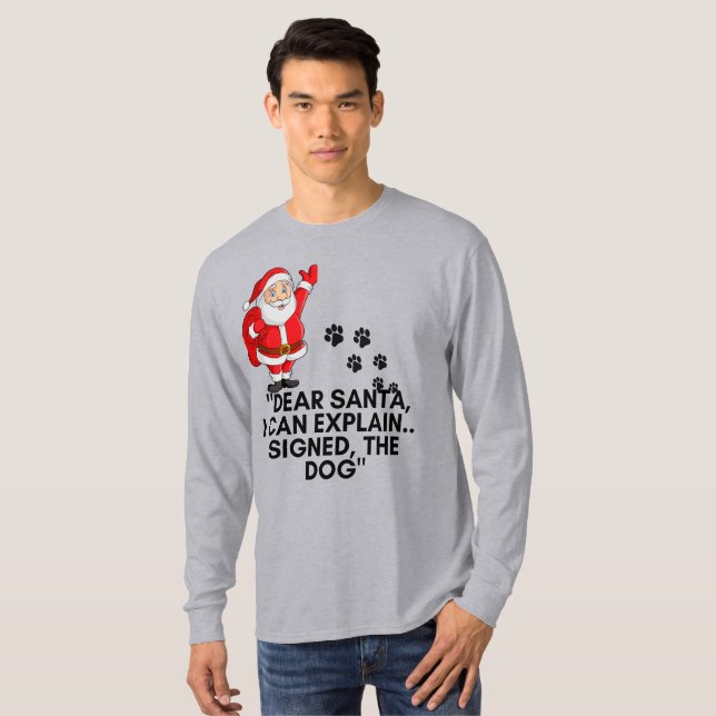 Camiseta Querido Papai Noel Posso Explicar Caneca de Natal  (Frente Completa)