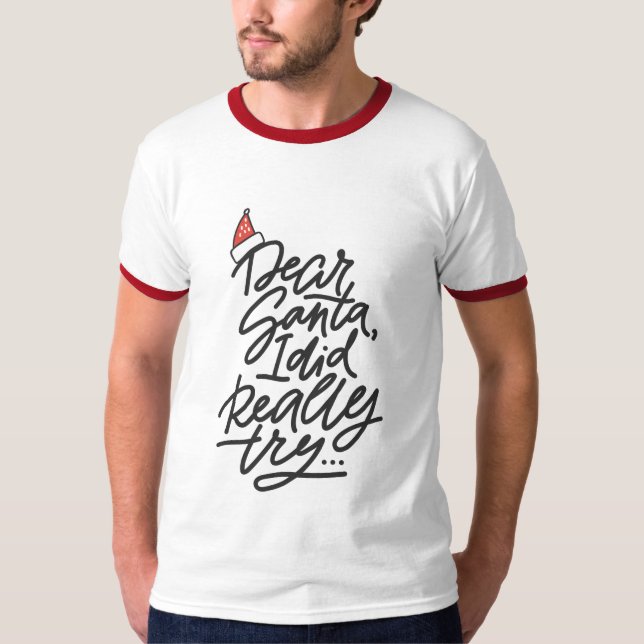 Camiseta QUERIDOS PAPAIS NOEIS, TENTEI moderno de Natal mas (Frente)