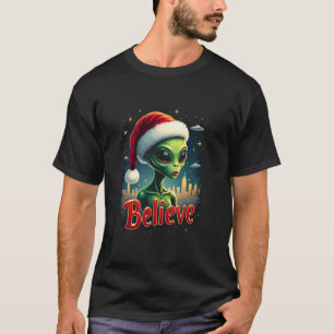 Camiseta Quero Acreditar Em Aliens OVNI Alienígena Engraçad