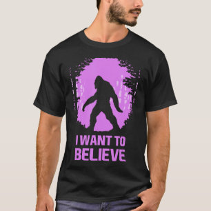 Camiseta Quero acreditar em Sasquatch! Meme BigFoot Engraça