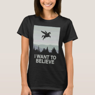 Camiseta Quero Acreditar No Unicórnio Pegasus Unicorn Poste
