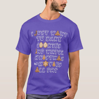 Camiseta Quero Assar Cookies assistindo filmes de Natal
