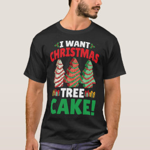 Camiseta Quero Bolo De Árvore De Natal Engraçado Ao Longo D