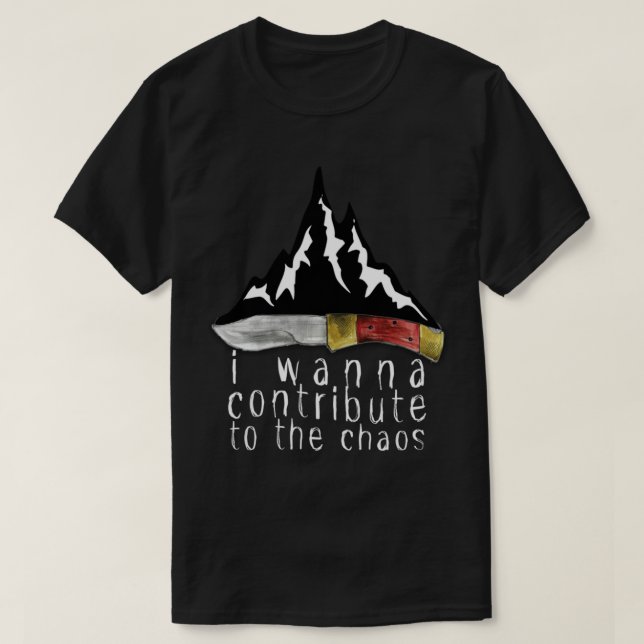 Camiseta Quero Contribuir para o Caos Mountain (Frente do Design)