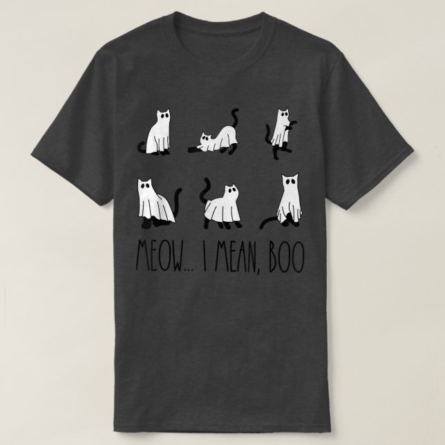 Camiseta Quero Dizer "Boo Ghost Cat" "Vibes Engraçado Hallo (Frente do Design)