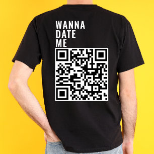 Camiseta Quero Namorar Comigo Código QR Personalizado Escan