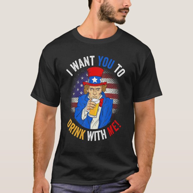 Camiseta Quero Que Beba Comigo Tio Americano Sam 4 (Frente)