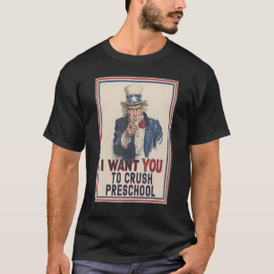 Camiseta Quero Que Esmague A Pré-Escola Tio Sam Meme Mãe D