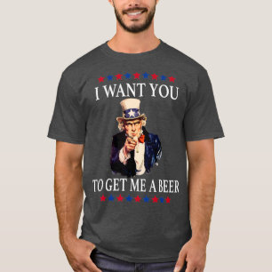 Camiseta Quero Que Me Traga Uma Cerveja Tio Sam Julho