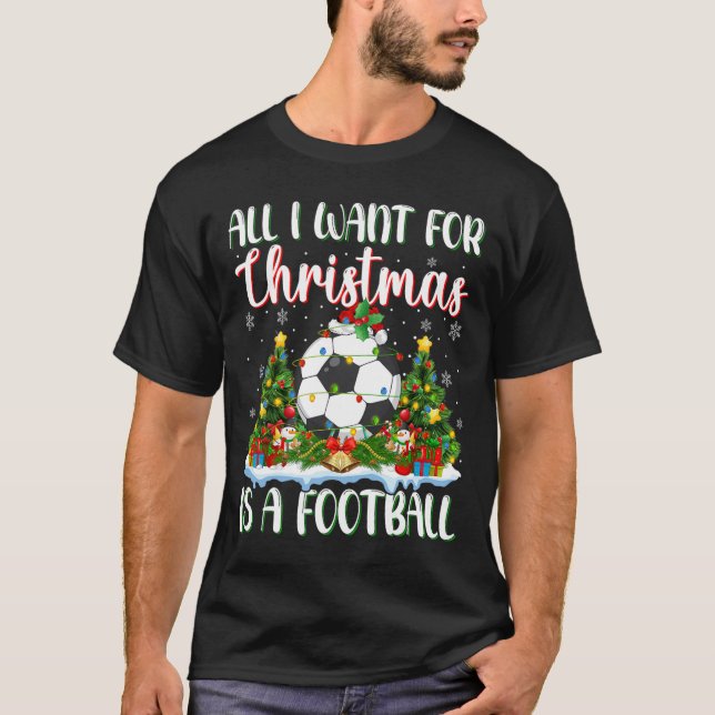 Camiseta Quero Que O Natal Seja Uma Luz De Árvore De Futebo (Frente)