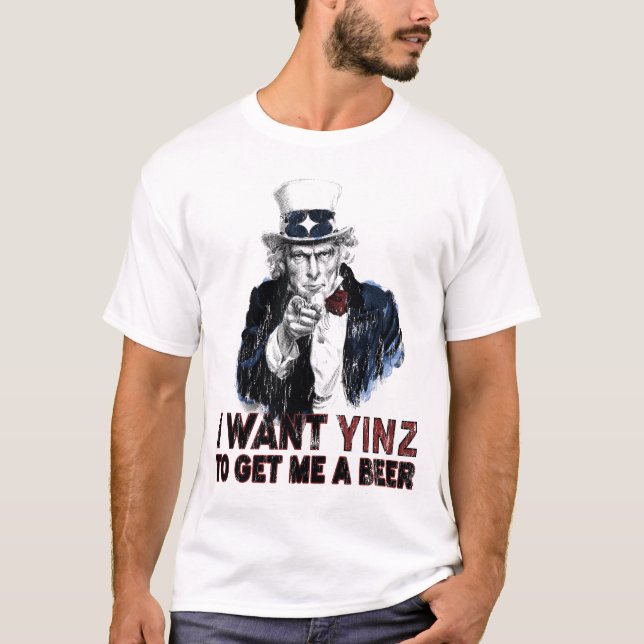 Camiseta Quero que Yinz me traga uma cerveja (Frente)