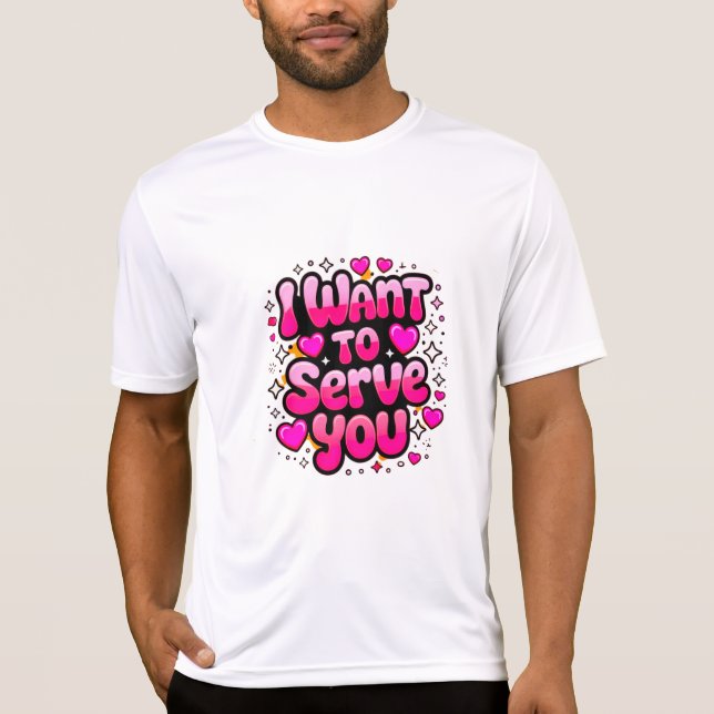 Camiseta Quero Servir-Te - Design de Coração Bonita (Frente)