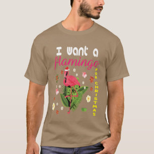 Camiseta Quero um flamingo para o Natal