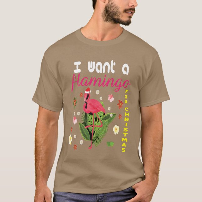 Camiseta Quero um flamingo para o Natal (Frente)