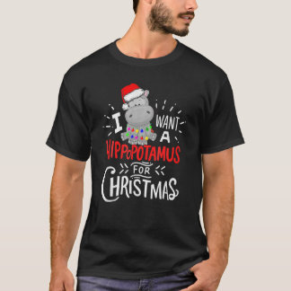 Camiseta Quero Um Hippopotamus Para O Natal, Xmas Hippo
