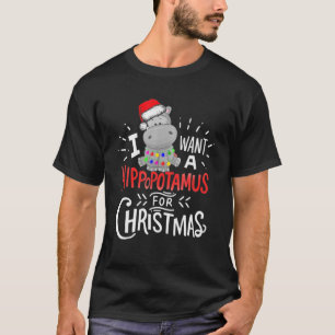 Camiseta Quero Um Hippopotamus Para O Natal, Xmas Hippo
