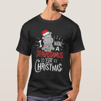 Camiseta Quero Um Hippopotamus Para O Natal, Xmas Hippo