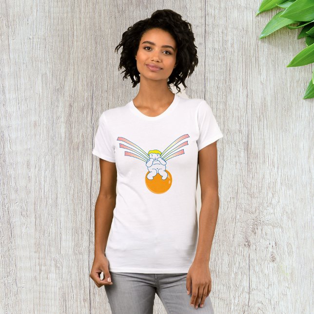 Camiseta Querubim Anjo Sentado em Esfera Laranja (Criador carregado)