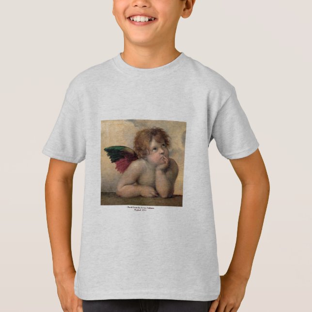 Camiseta Querubim de Sistine Madonna por Raphael (Frente)
