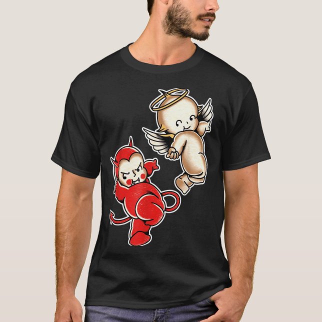 Camiseta Querubins Anjo Diabo Bebê Kewpie (Frente)