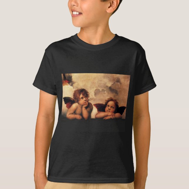 Camiseta Querubins Sistine Madonna de Raphael 2 anjos (Frente)