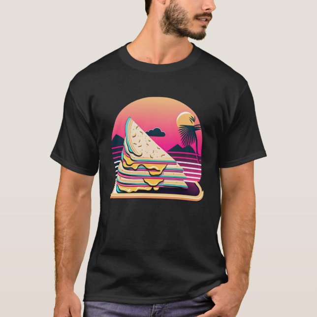 Camiseta Quesadillas Synthwave 80s Retrowave Aesthetic (Frente)