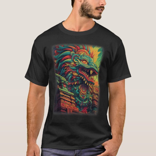 Camiseta Quetzalcoatl Aztec God Feathered Serpent Kukulkan  (Frente)