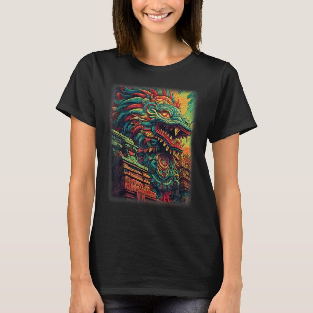 Camiseta Quetzalcoatl Aztec God Feathered Serpent Kukulkan  (Frente)