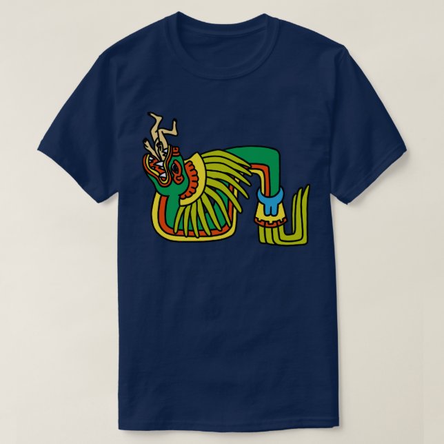 Camiseta Quetzalcoatl Aztec Serpentes Com Penas Mayanas Tol (Frente do Design)