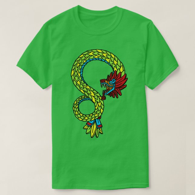 Camiseta Quetzalcoatl Aztec Serpentes Com Penas Mayanas Tol (Frente do Design)