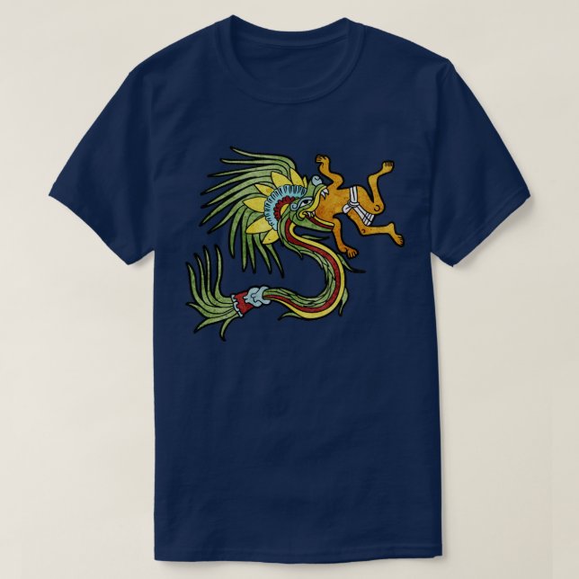 Camiseta Quetzalcoatl Aztec Serpentes Com Penas Mayanas Tol (Frente do Design)