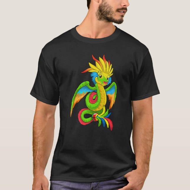 Camiseta Quetzalcoatl Cobra Aztec Deus, mitologia antiga ma (Frente)