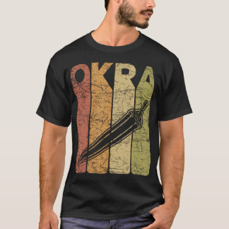 Camiseta Quiabo Okra Vintage Produtor de Legumes Retro Okra