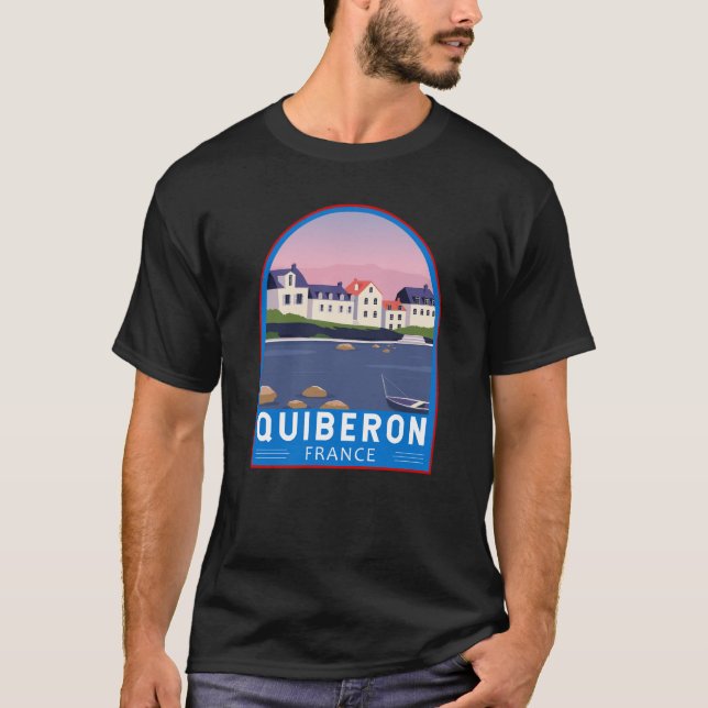Camiseta Quiberon France Viagem Vintage Art (Frente)