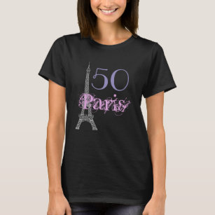 Camiseta Quic Black Pink Paris Eiffel Tower 50th Birthday
