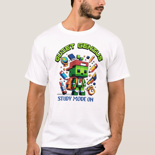 Camiseta Quiet Genius Pixel  Study Mode On Back to school (Frente)