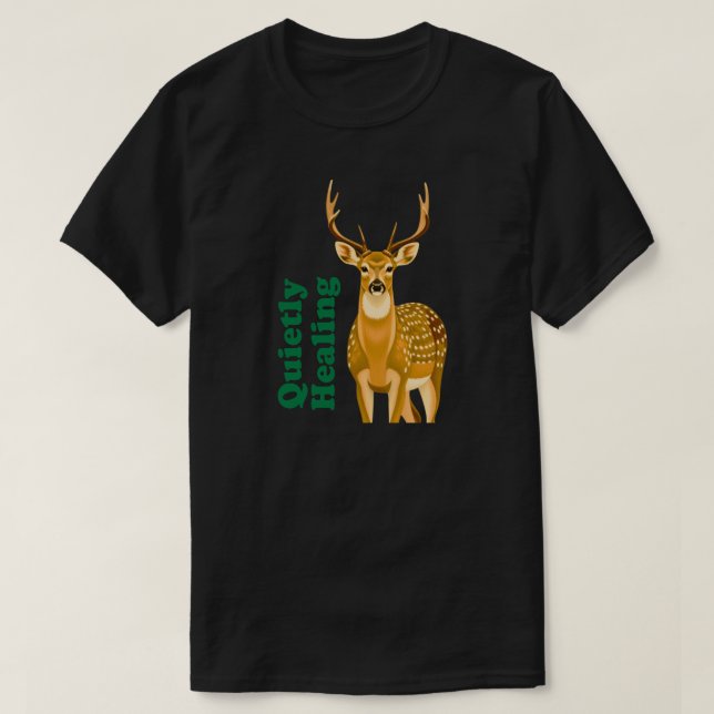 Camiseta Quietly Healing Minimal Deer Mental Health (Frente do Design)