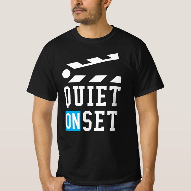 Camiseta Quieto no set - Engraçado para cineastas (Frente)