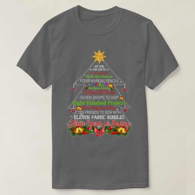 Camiseta Quilting Christmas Tree  One Long Arm Quilter  (Frente do Design)