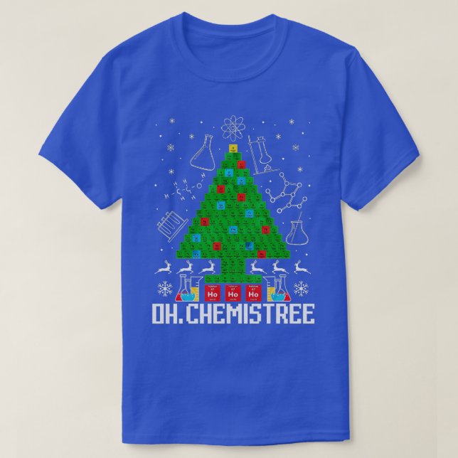 Camiseta Quimiadora da Quimia da Árvore de Natal da Chemist (Frente do Design)