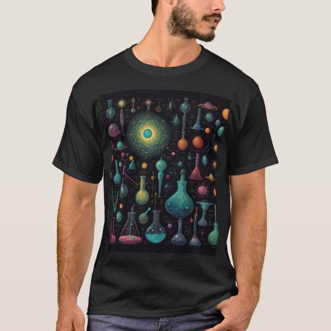 Camiseta Química Cósmica: Arte Conhece Ciência (Frente)