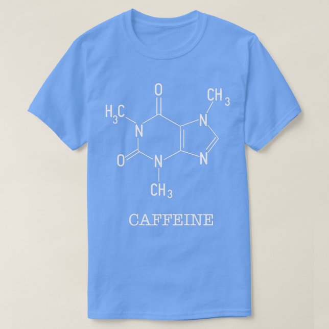 Camiseta Química da Estrutura Molecular da Cafeína t (Frente do Design)