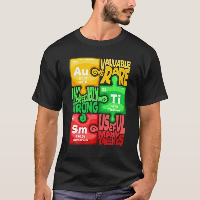 Camiseta Química de Elementos do Dia da Consciência do Auti (Frente)