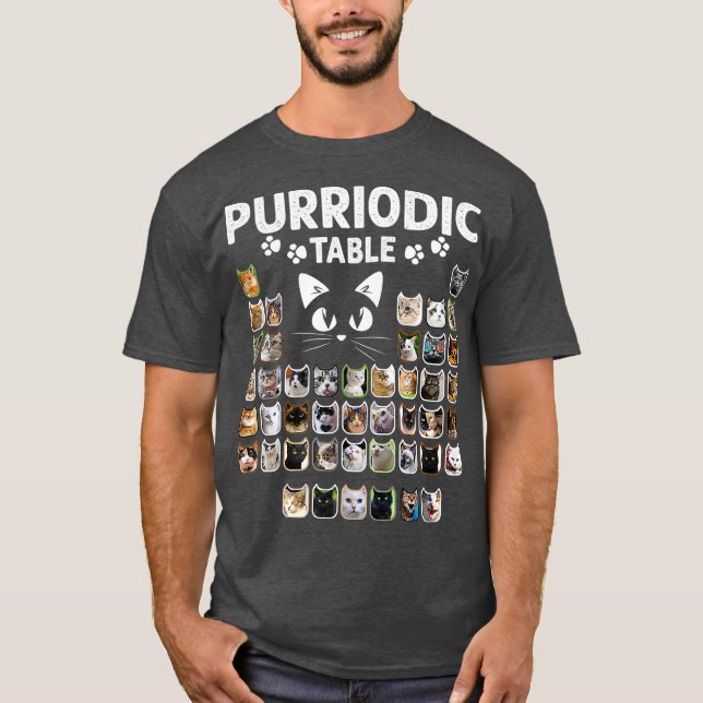Camiseta Química de Gatos de Elementos Periódicos de Mesa R (Frente)