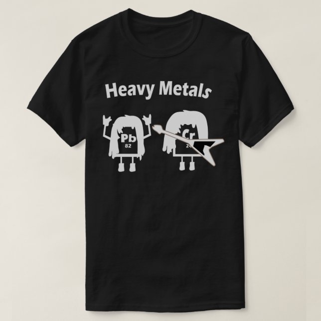 Camiseta Química de Metais Pesados Mesa Periódica Roll Mu (Frente do Design)