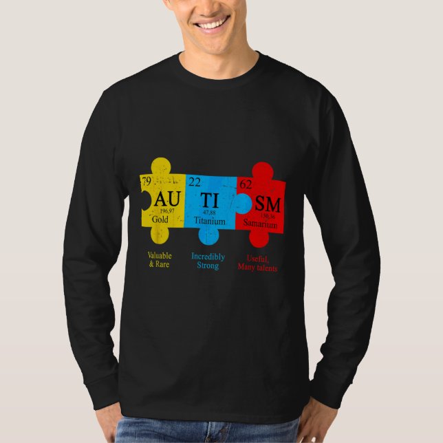 Camiseta Química legal Autismo Conscientista Mês Quebra-cab (Frente)