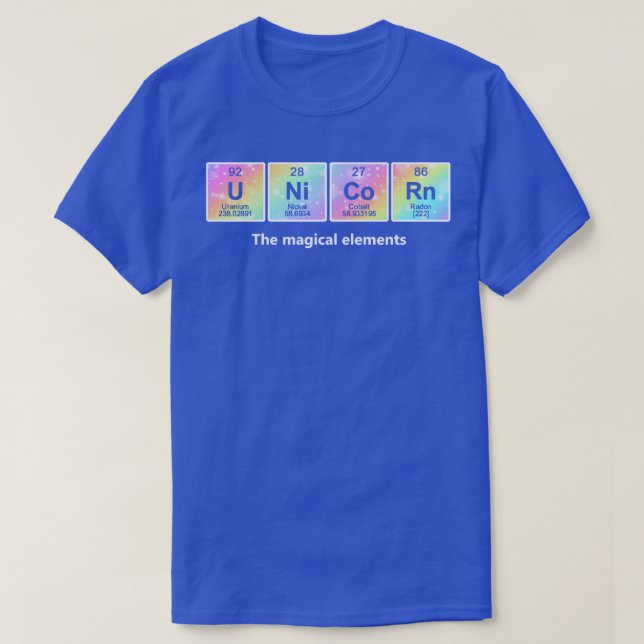 Camiseta Química Unicórnio Os Elementos Mágicos (Frente do Design)