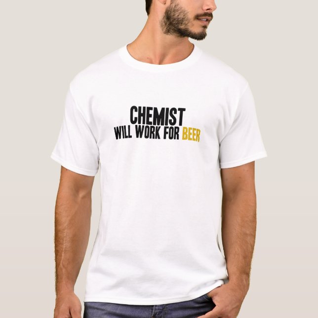 Camiseta Químico- Trabalho para a cerveja (Frente)