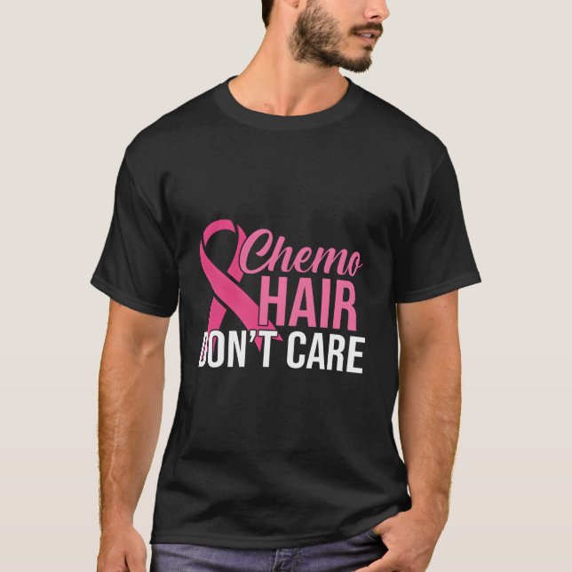 Camiseta Quimio Cabelo Não Se Importa Com Cancer De Fita Aw (Frente)
